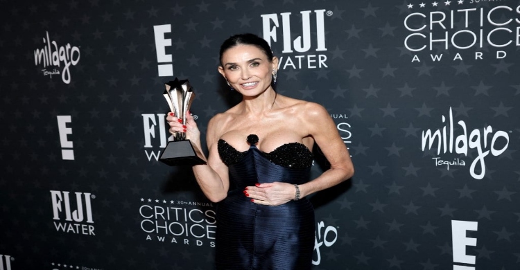 Demi Moore wins at Critics Choice with disgraced rival Gascon absent