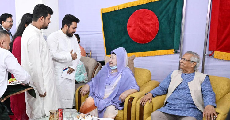 Khaleda Zia joins Armed Forces Day reception at Senakunja